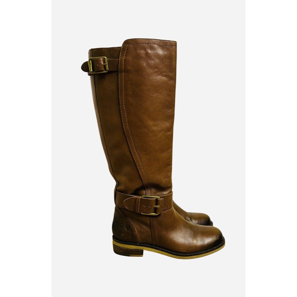 Lucky Brand LP Angel Knee High Leather Boots 6.5M Cognac Western Boho Pull-On